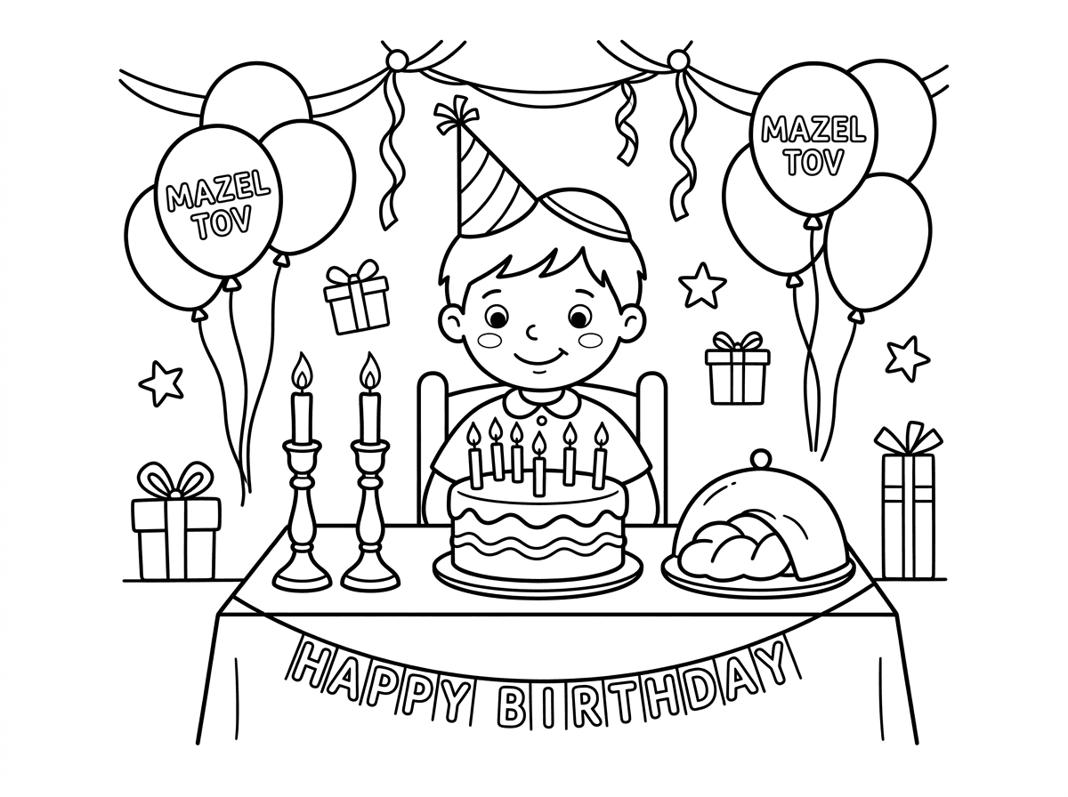 ציור לשבת בנושא יום הולדת