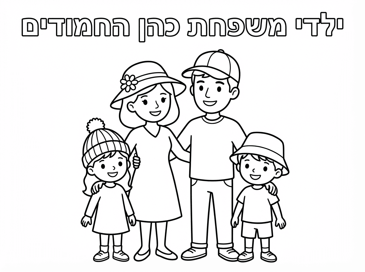 מהתמונה שעתלית תכתוב ילדי משפחת כהן החמודים, תצרף כובעים חמודים לכל אחד ותעשה לי דף צביעה.