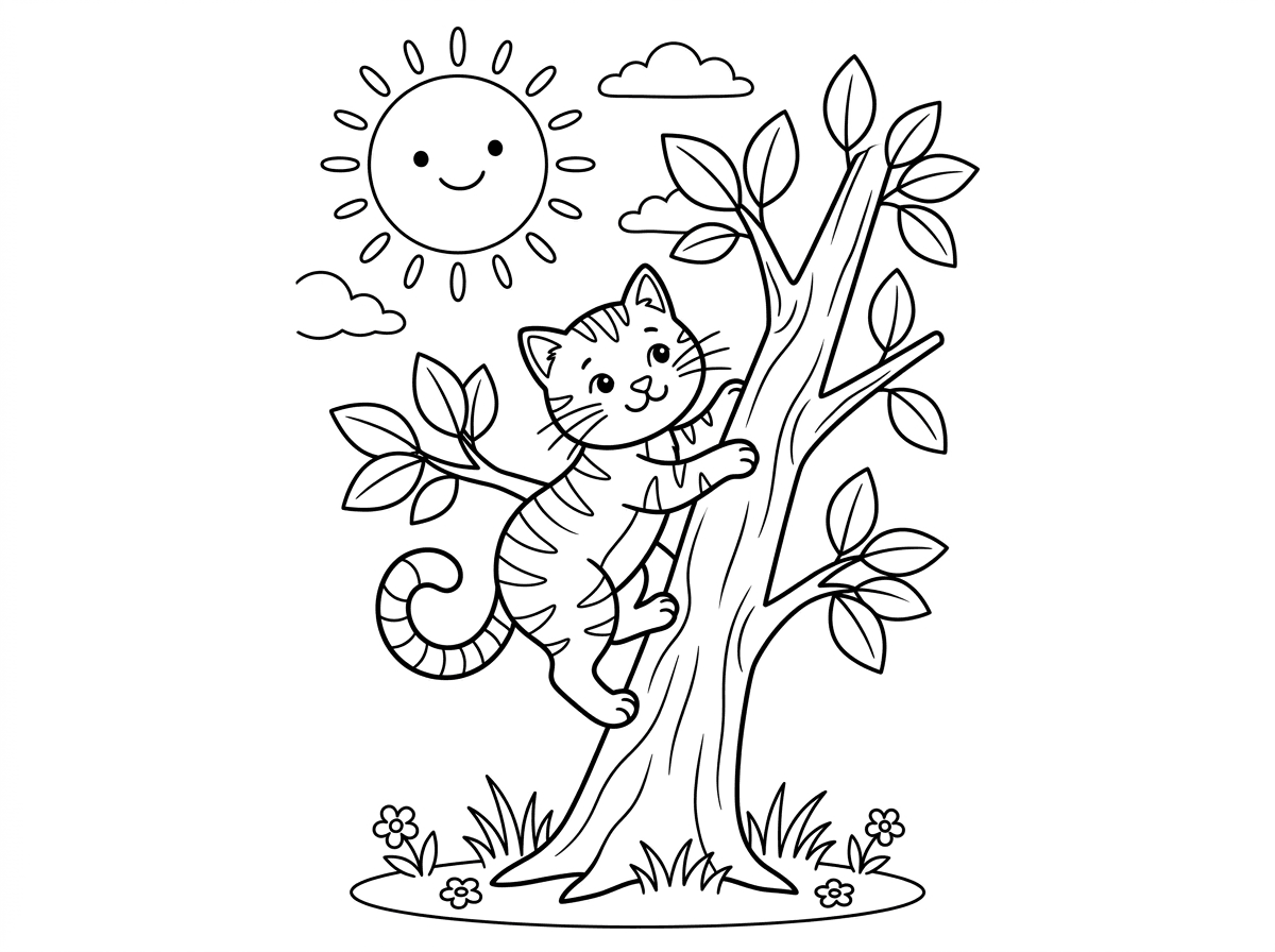 היי
אני רוצה ציור של חתול מטפס על עץ ושמש יפה בשמים