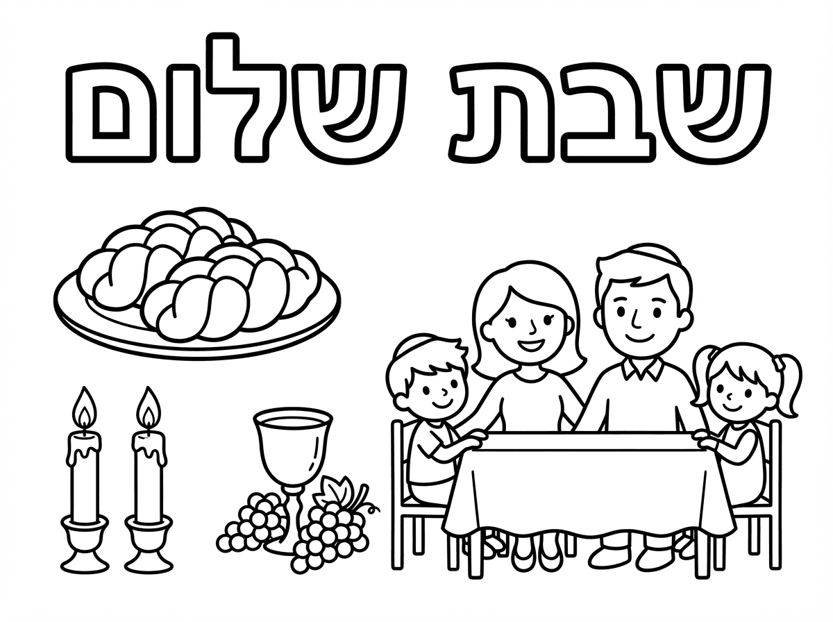 רוצה דף צביעה" שבת שלום" לילדי גן