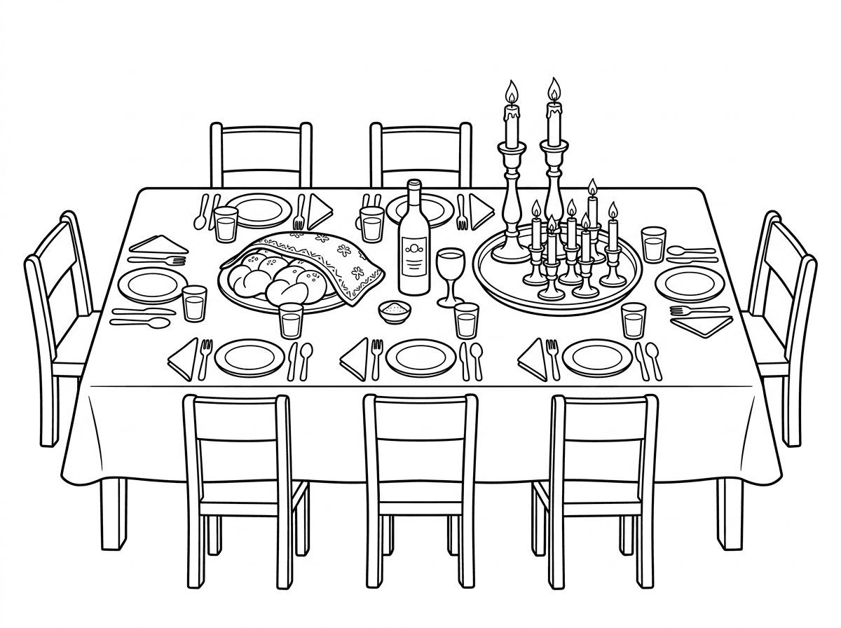 יפה מאד
שתי תיקונים

המגש של הפמוטים צריך להיות מספיק גדול כדי שכל הפמוטים הקטנים יכנסו בתוכו 
בשתי שורות 
בכל שורה 3 פמוטים

תיקון 2
מעל החלות הקלועות לפרוס מפה של חלות