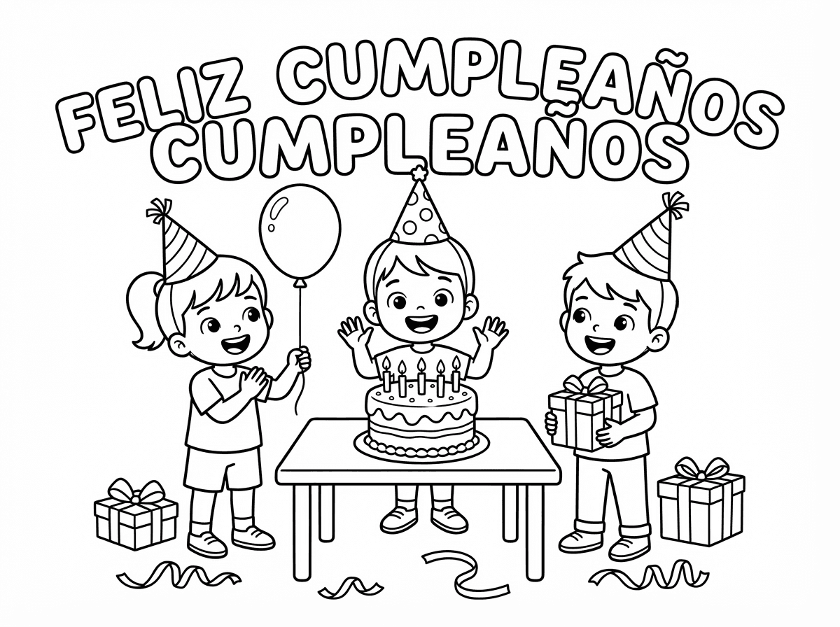 יום הולדת בספרדית עם ילדים חוגגים