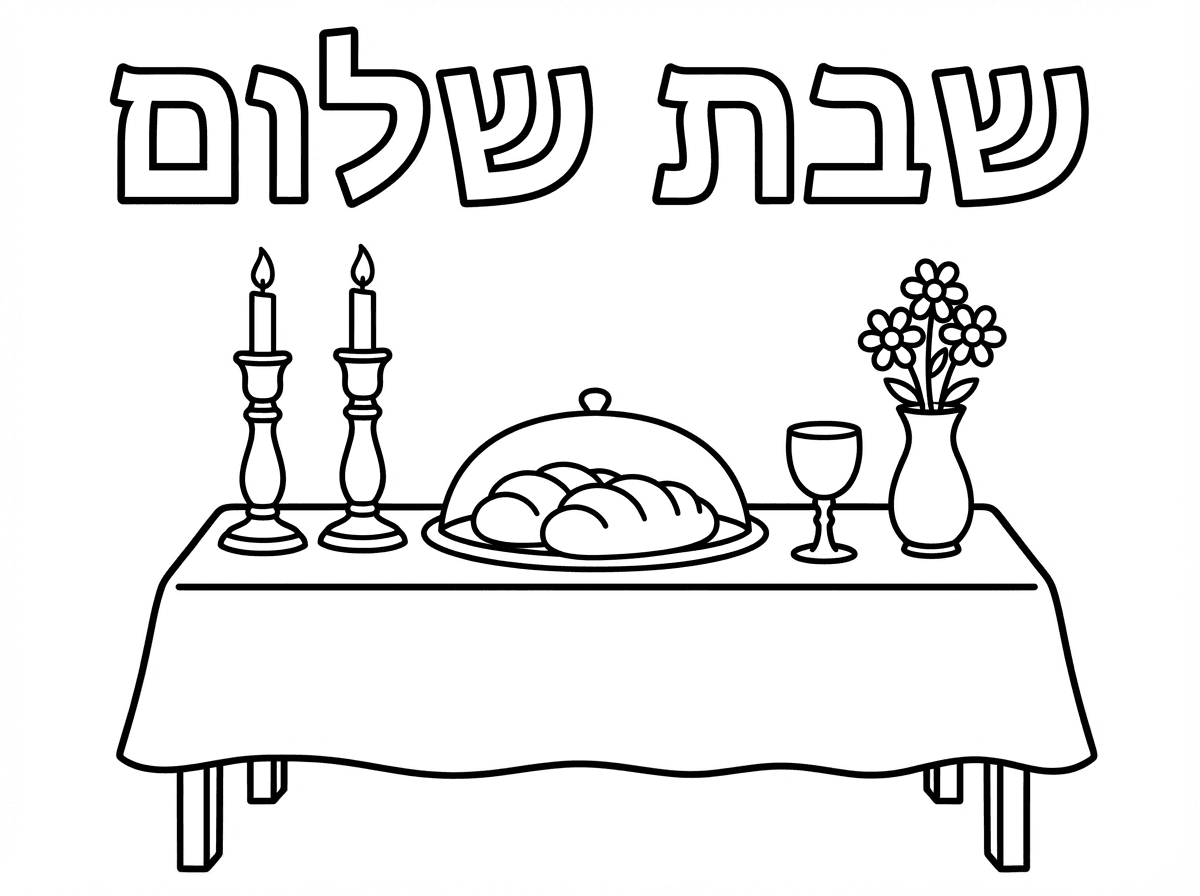 דף ציור לשבת.
לילדי גם.  שיהיה כתוב שבת שלום
ומתחת שולחן שבת מאורגן