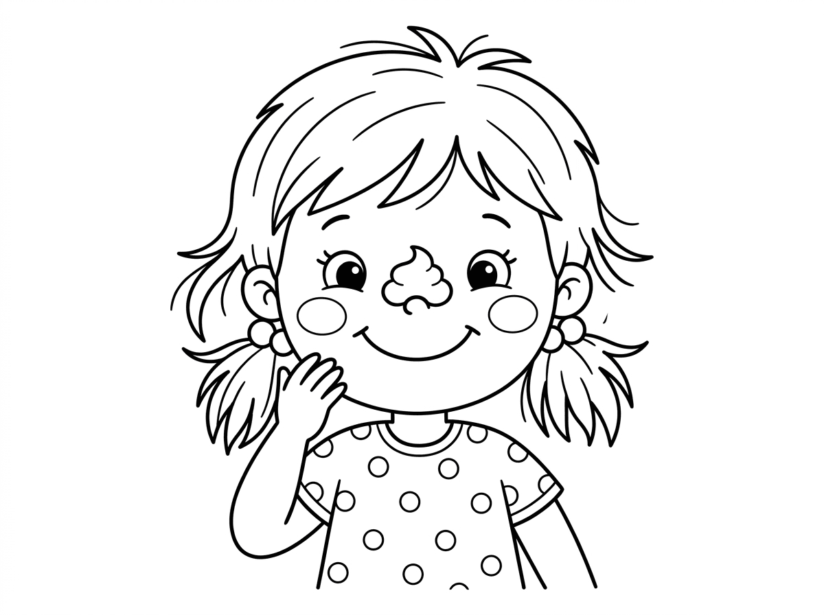 ילדה עם גוש קצפת על האף