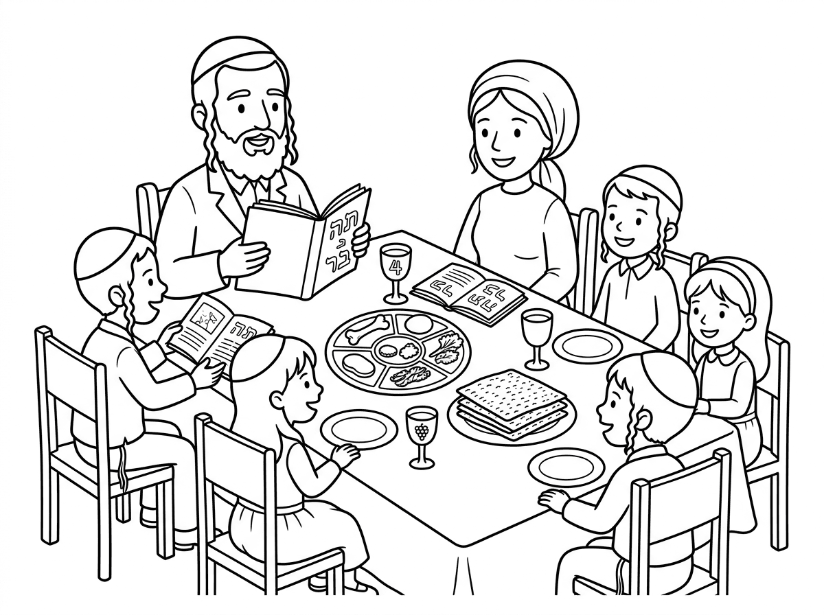 עם משפחה חרדית סביב