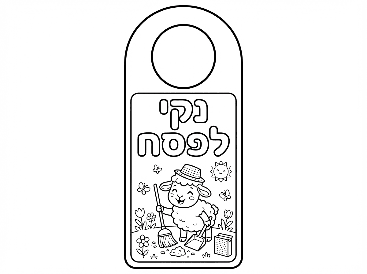 תכין לי דף צביעה שאפשר לתלות על ידית של דלת החדר
שיהיה כתוב - נקי לפסח