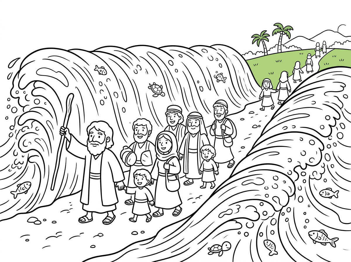 דף צביעה קריעת ים סוף