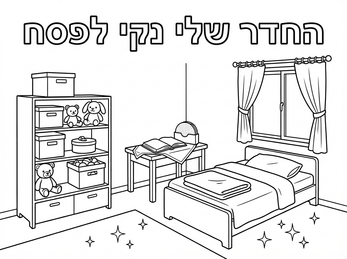 אשמח לדף צביעה שכתוב שמה  *החדר שלי נקי לפסח*