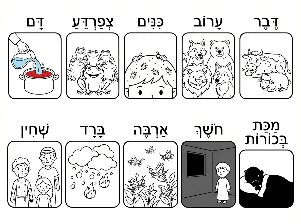 היי
תיצור לי דף צביעה של עשרת המכות ומעל כל מכה שיהיה כתוב את השם שלה בעברית