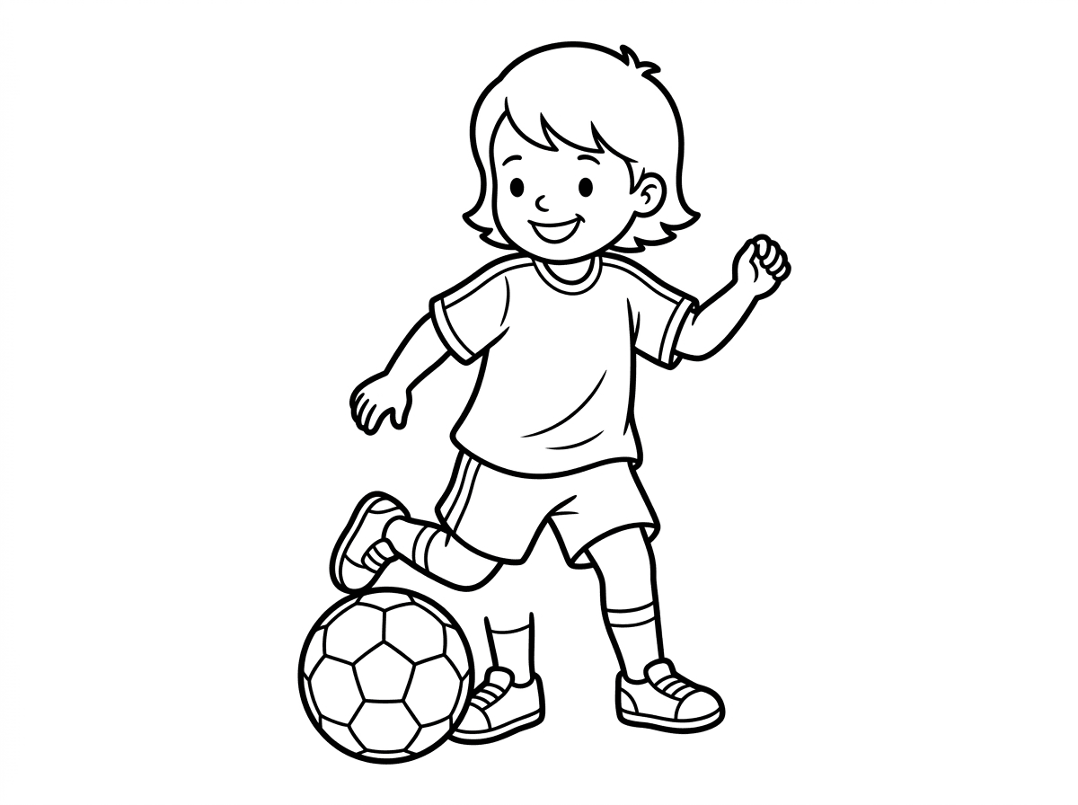 אפשר דף צביעה לפי מספר של ילד משחק בכדורגל