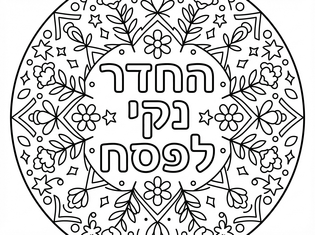 מנדלה עם המילים החדר נקי לפסח
