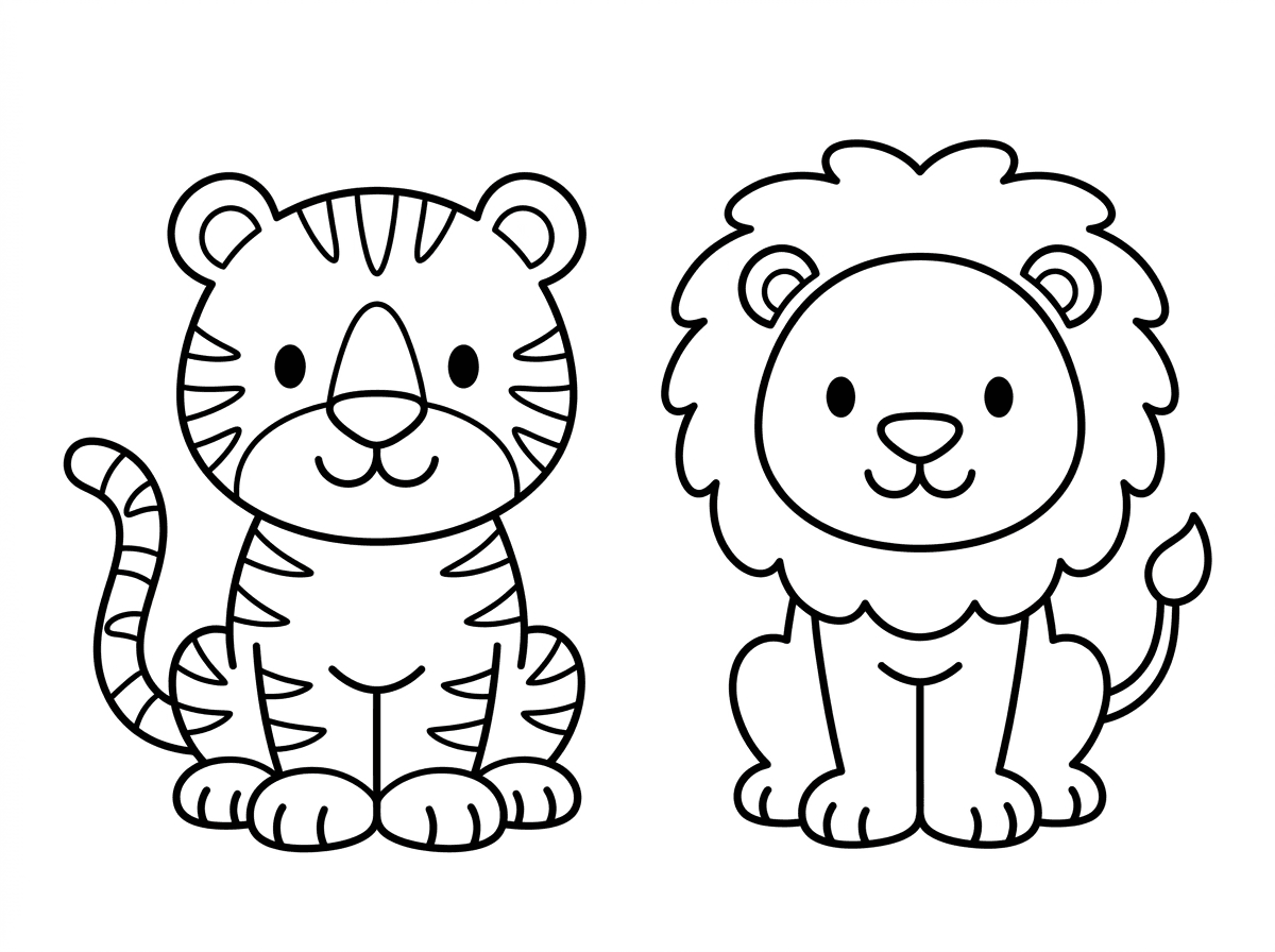 תוכל להכין דף עם נמר ואריה