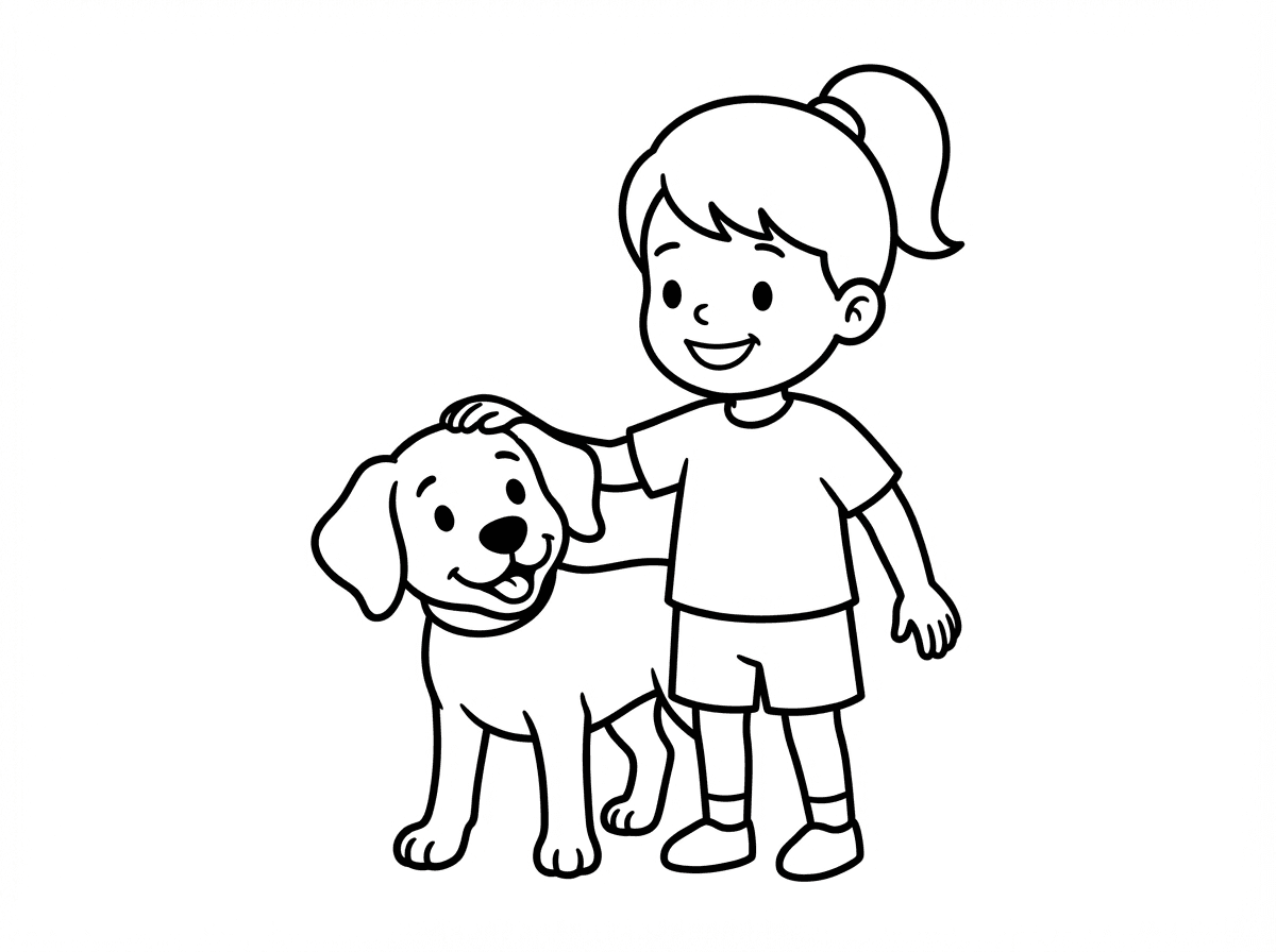 אתה יכול לעשות דף צביעה של הילד המתוק בתמונה מלטף את הכלב צייס מיחידת החילוץ?