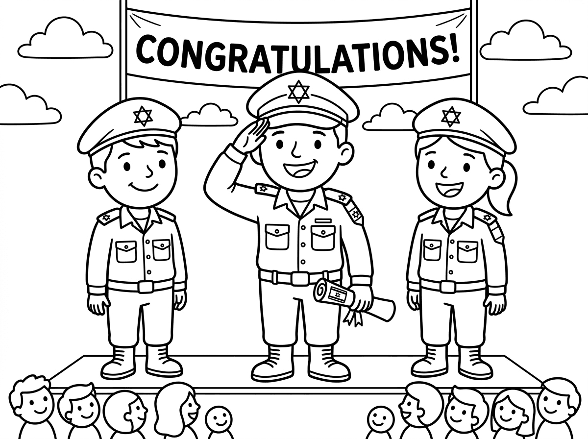 דף צביעה לילד מתוק בן 4 
טקס סיום קורס של חיילי צבא ההגנה לישראל