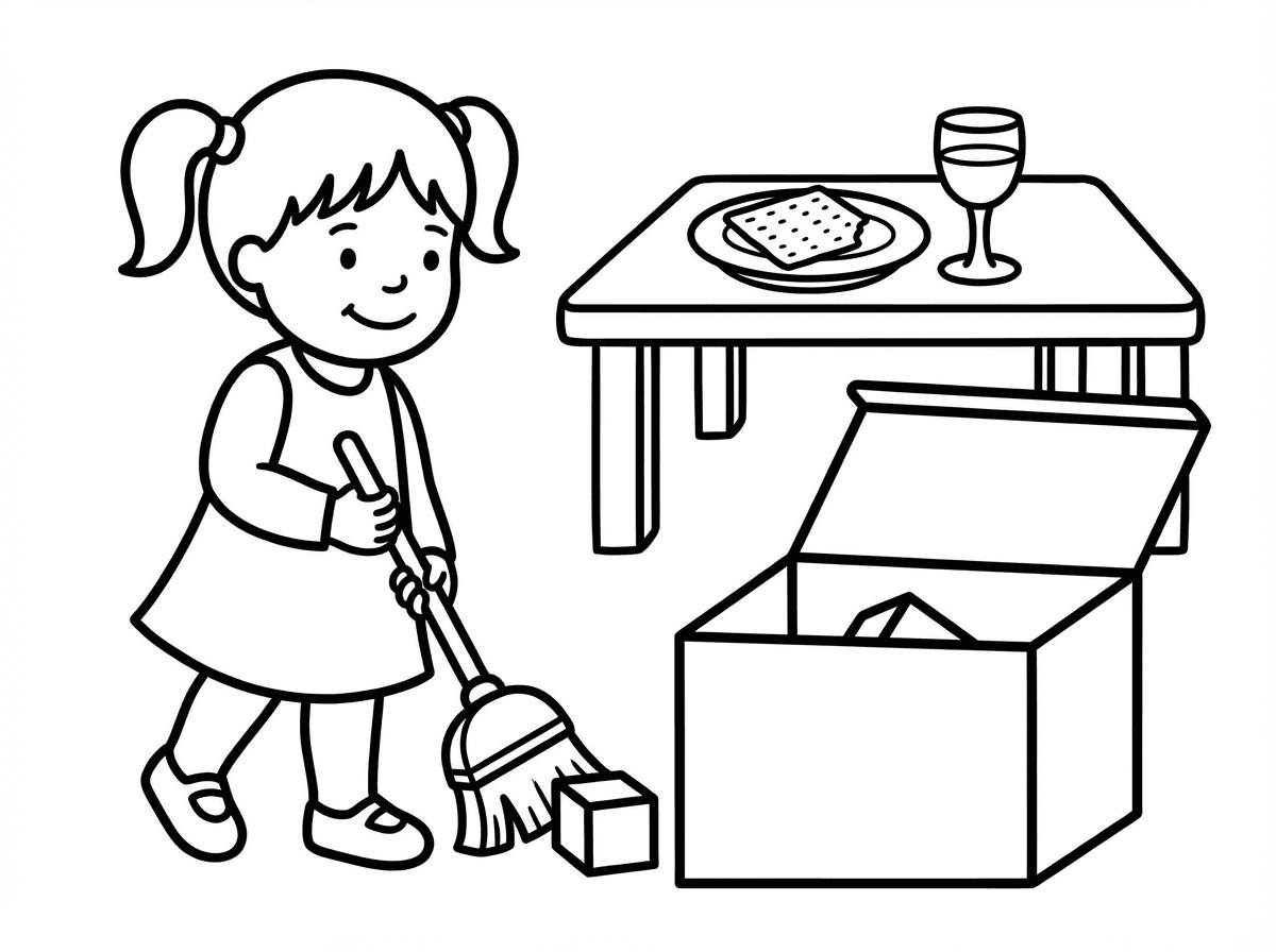 צור לי דף צביעה בו רואים ילדה מנקה לפסח, הילדה תחזיק מטאטא קטן ותנקה חדר ילדים.
הדף מיועד לצביעה לילדות בגיל 3 אז שלא יהיו הרבה פרטים בציור