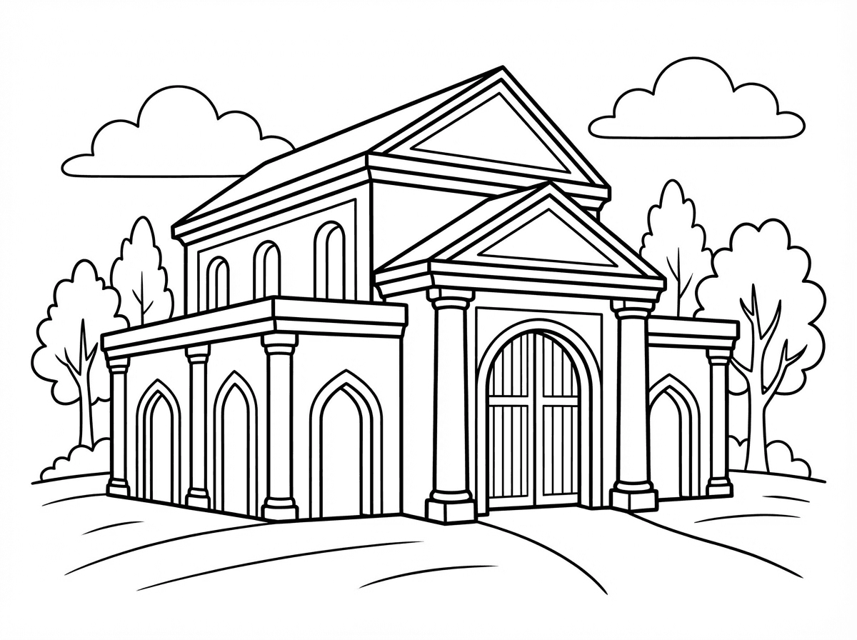 בית המקדש בלי הכיפות העגולות מאחור