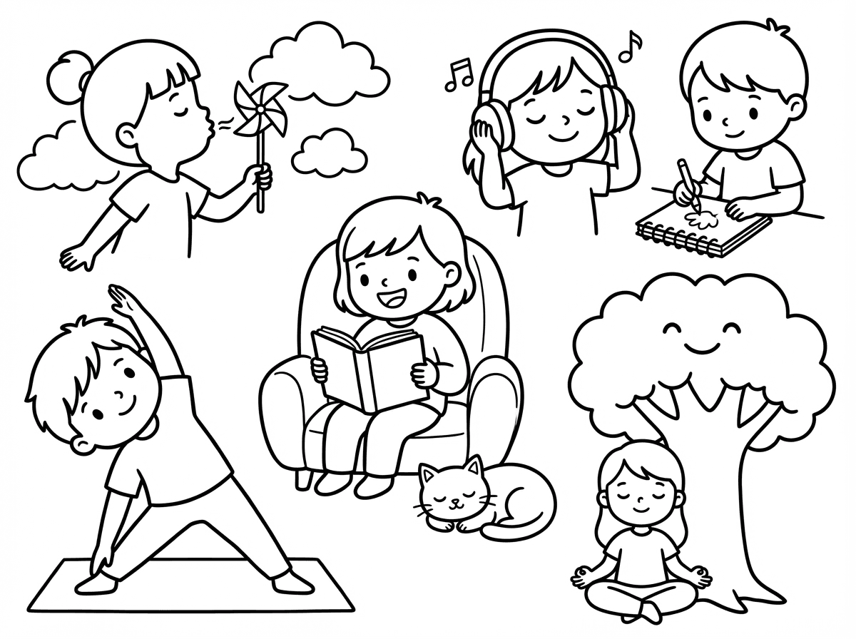 צור לי דף צביעה של טכניקות רגיעה