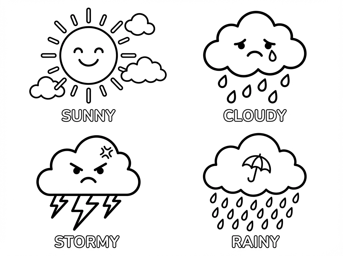 צור לי איורים שונים של מזג אויר פנימי רגשי