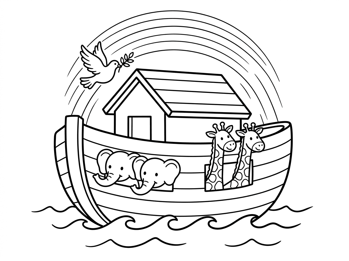 צור לי דף צביעה של תיבת נח