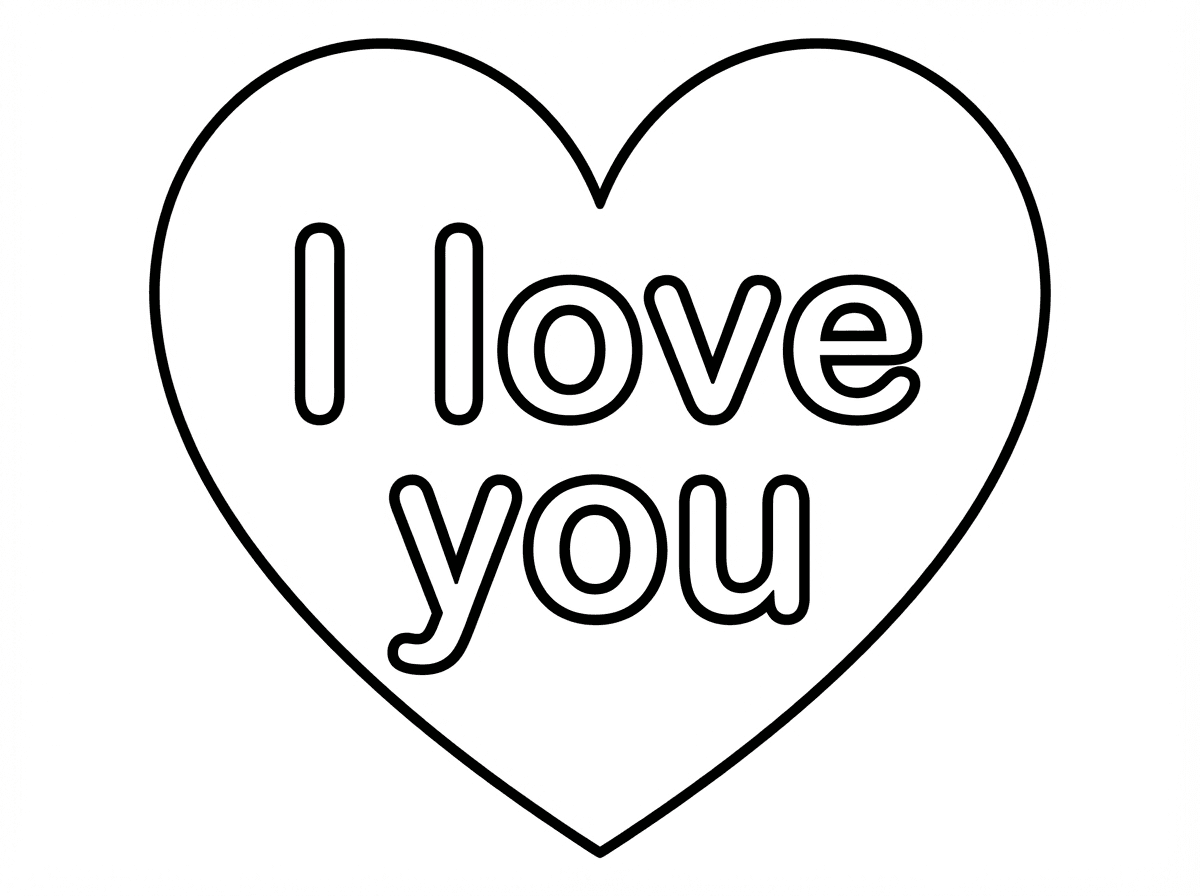 ציור לב עם כיתוב באנגלית l love  you