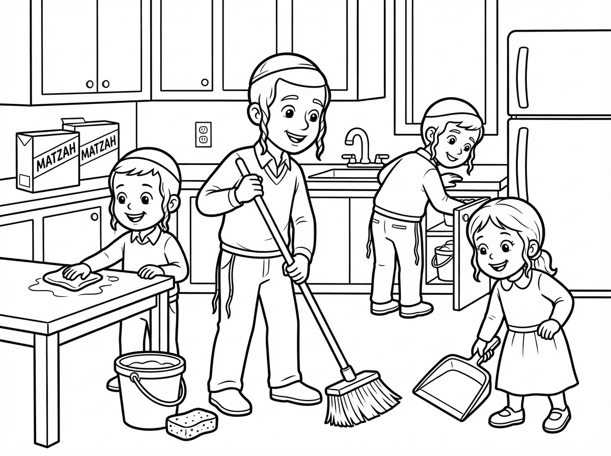 תמונה של ילדים חרדים חסידים מנקים לפסח 
ילד בן 12- חסי