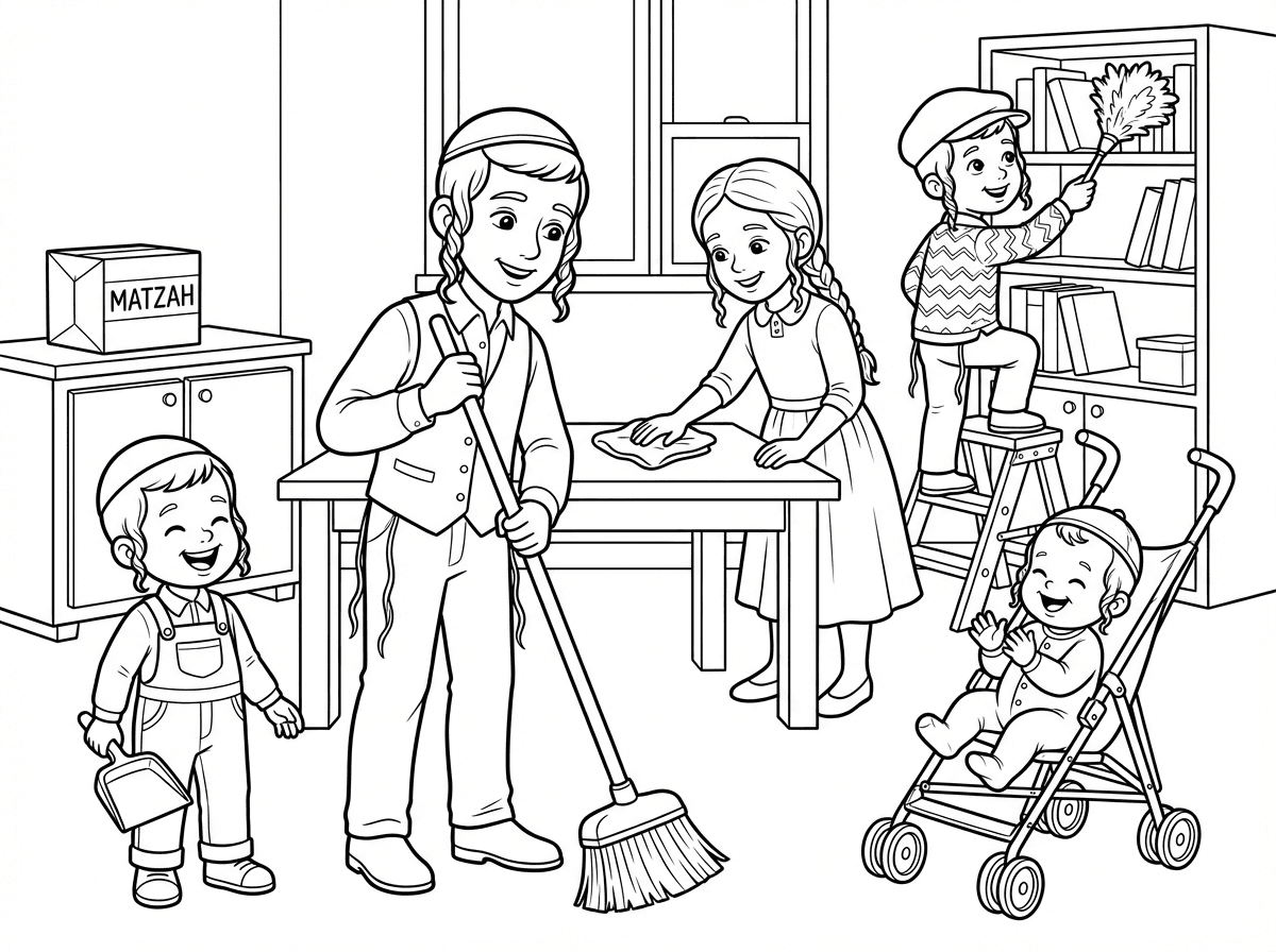 תתקן שכל הילדים יהיו עם פאות חסידיות והתינוק בעגלת טיולון yoyo