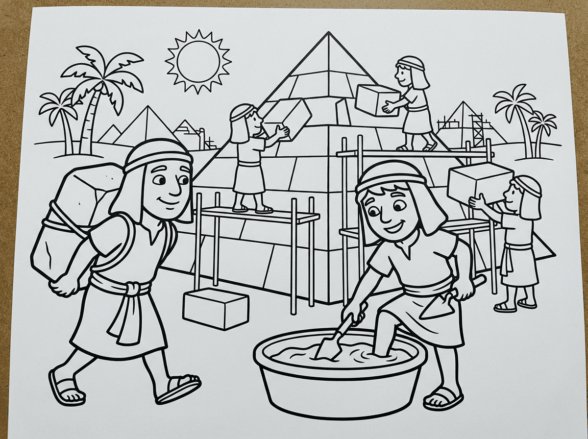 אוקי
תעשה רק את עבודת פרך שעבדו היהודים שסוחבים הרבה אבנים כבדות על הגב מערבבים טיט ברגליים ועוד ובונים הפרמיות זה לגיל 6-7