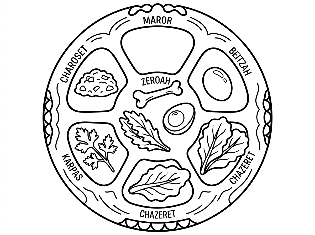 תכין לי דף צבוע שבו קערת פסח לליל הסדר