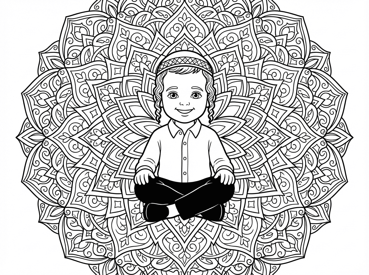 אותו ילד במרכז ומנדלה קשה לצביעה מסביבו