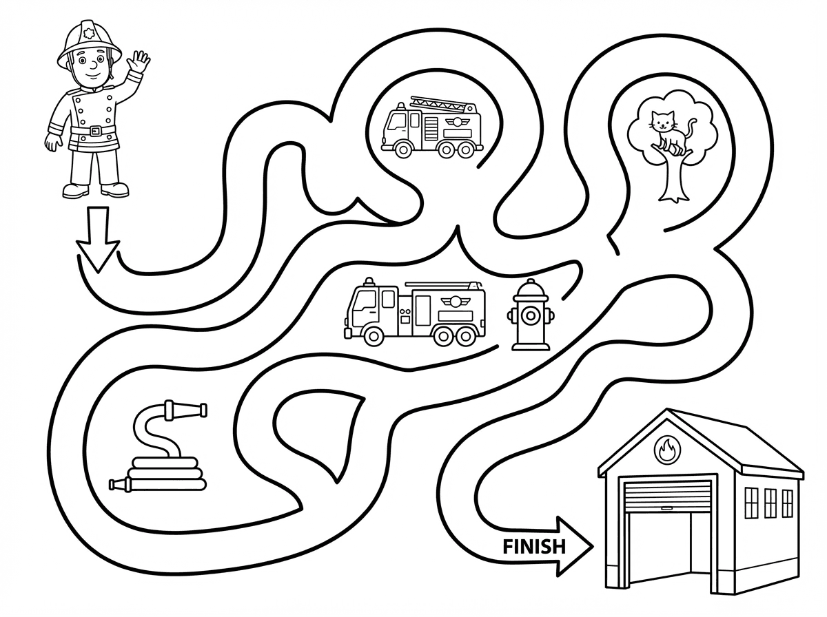 דף צביעה עם מבוך כיפי לילדים בהשראת סמי הכבאי