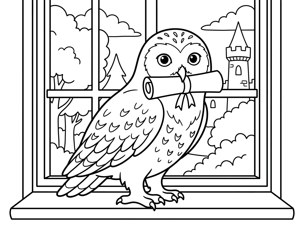 תעשה את אדווינג מהארי פוטר עומדת על החלון עם מכתב