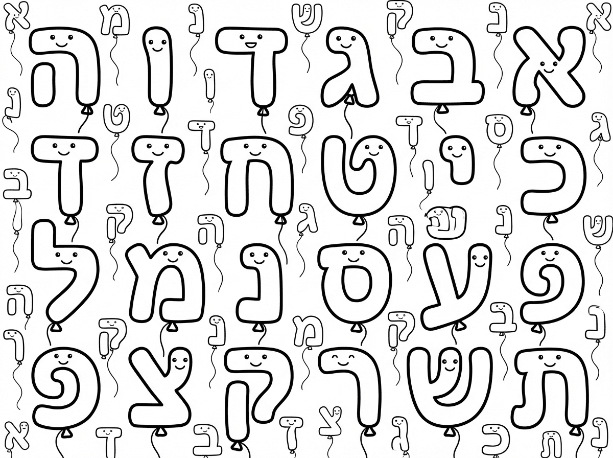 להוסיף רקע של בלונים קטנים בצורות האלף בית