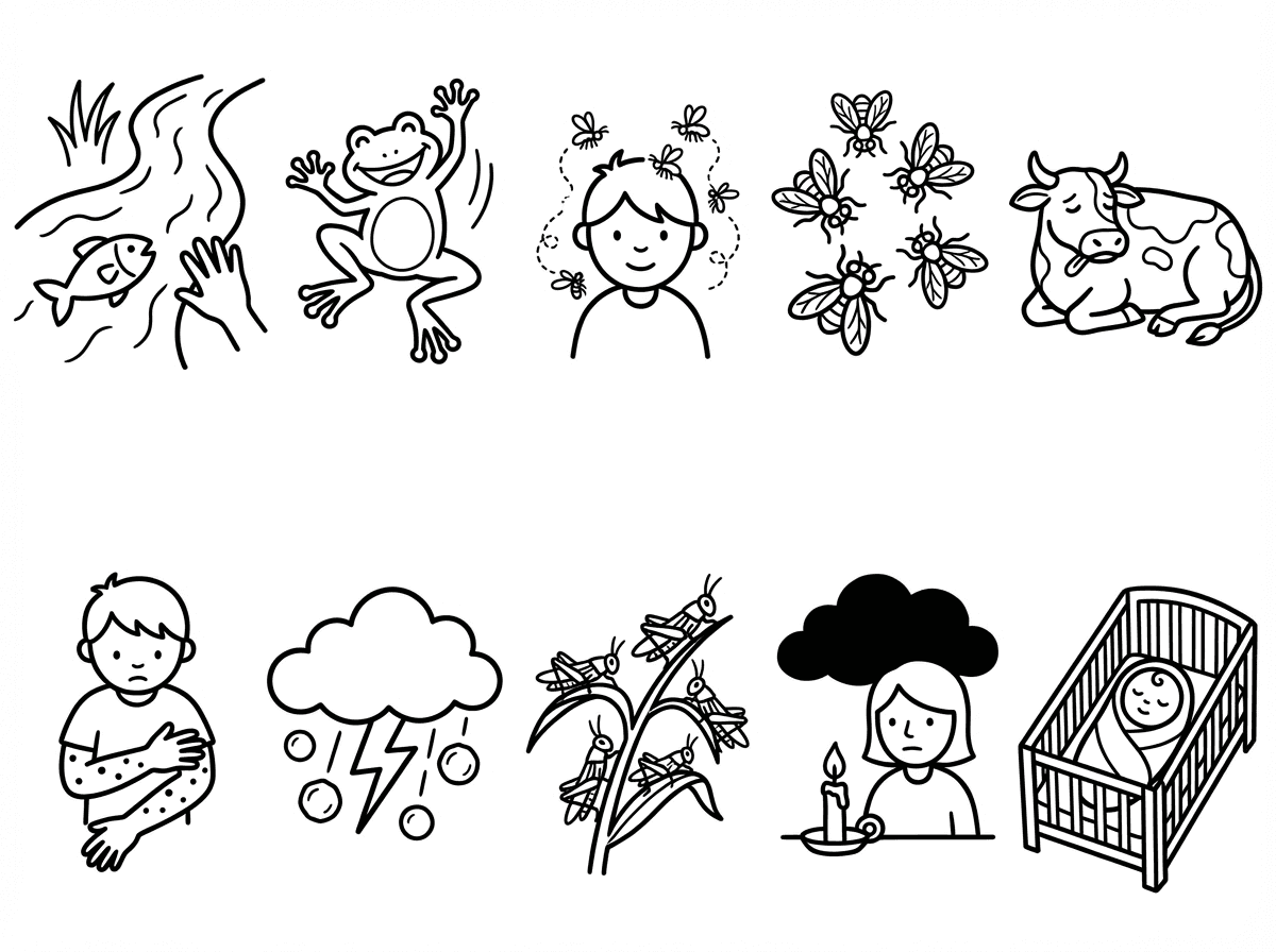 תוכל לעשות לי דפי צביעה של עשר המכות