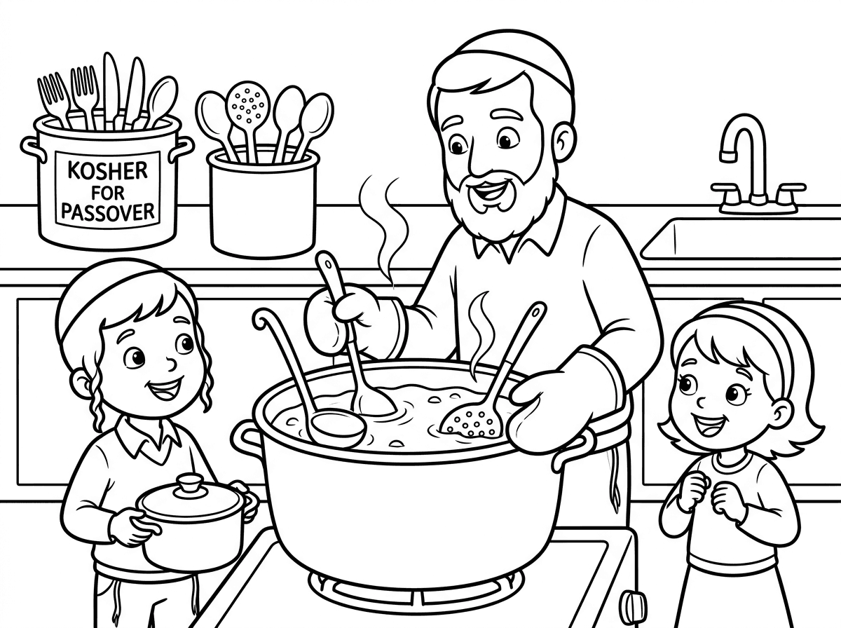 תמונה יפה וחמודה על הגעלת כלים לילדי כיתה א