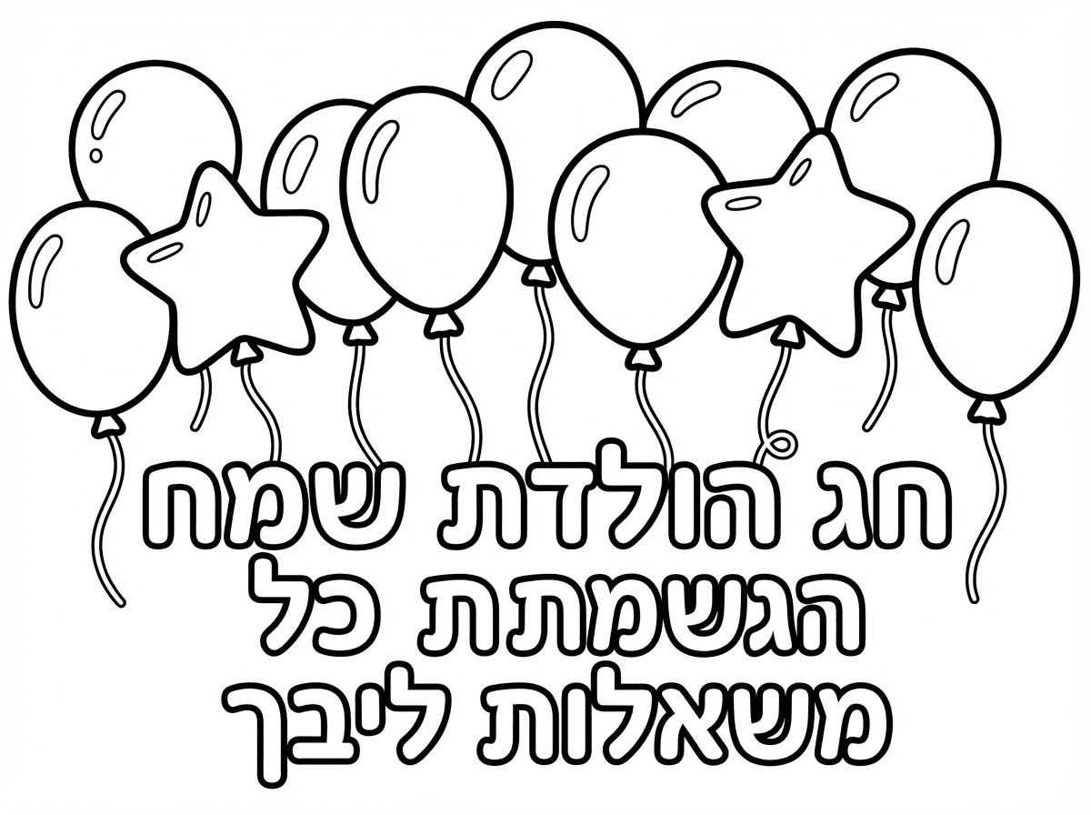 תכיני לי דף צביעה בלונים
חג הולדת שמח 
הגשמת כל משאלות ליבך