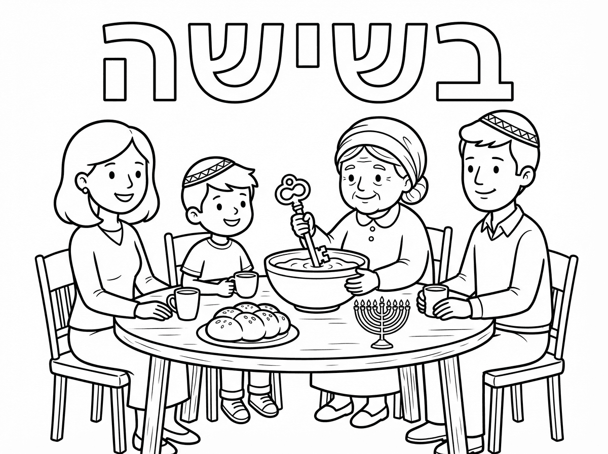 אפשר שיהיו עם כיפות וסבתא עם מטפחת.
ושיהייה כתוב בשישה