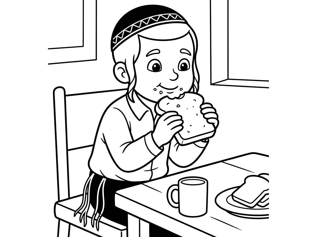 אפשר תמונה של ילד חרדי אוכל לחם ?