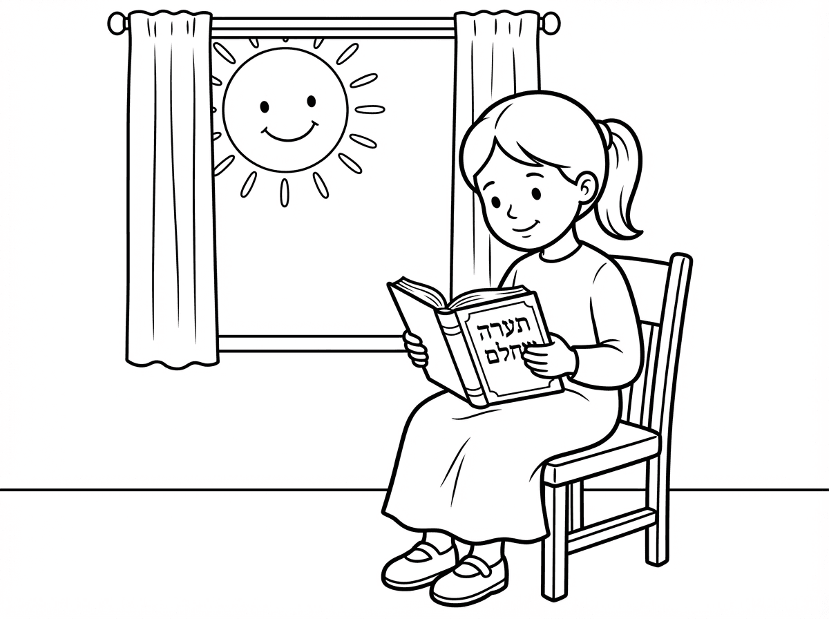 מתוך סידור 
יושבת על כסא
עם רק של חלון ושמש