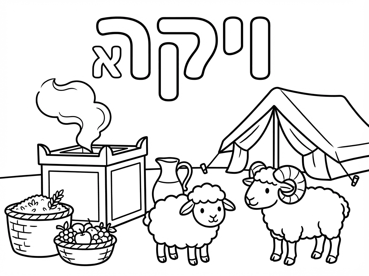 תכין לי בבקשה דף צביעה שבאמצע הדף כתוב באותיות גדולות שם הפרשת השבוע ויקרא - כל האותיות גדולות רק הא' בסוף קטנה