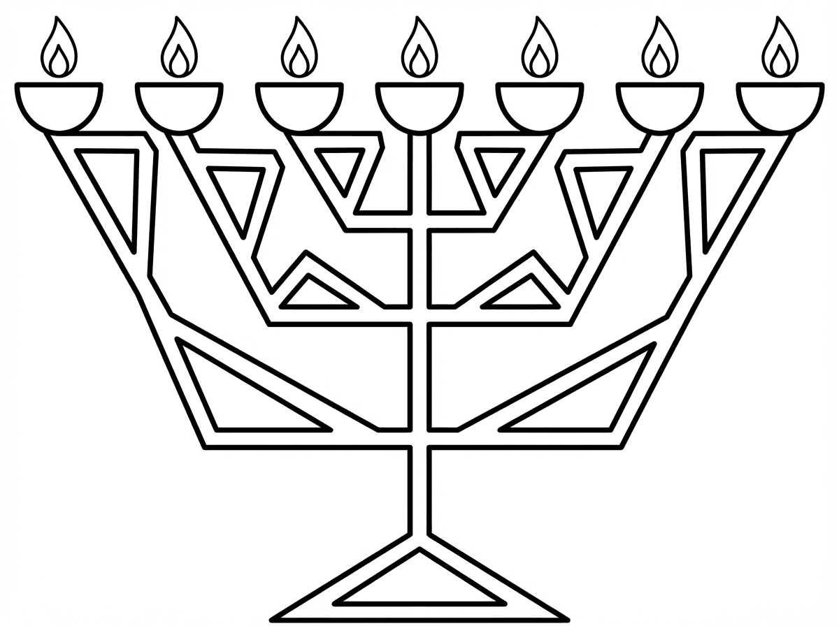 תכין לי אותו ציור רק מנורה לא עם קנים עגולים אלה בצורת משולש לפי הרמב״ם