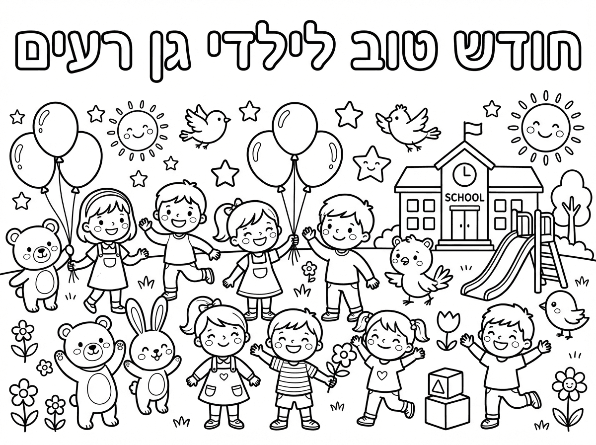 אני צרכה שתכינו לי דף צביעה שכתוב חודש טוב לילדי גן רעים