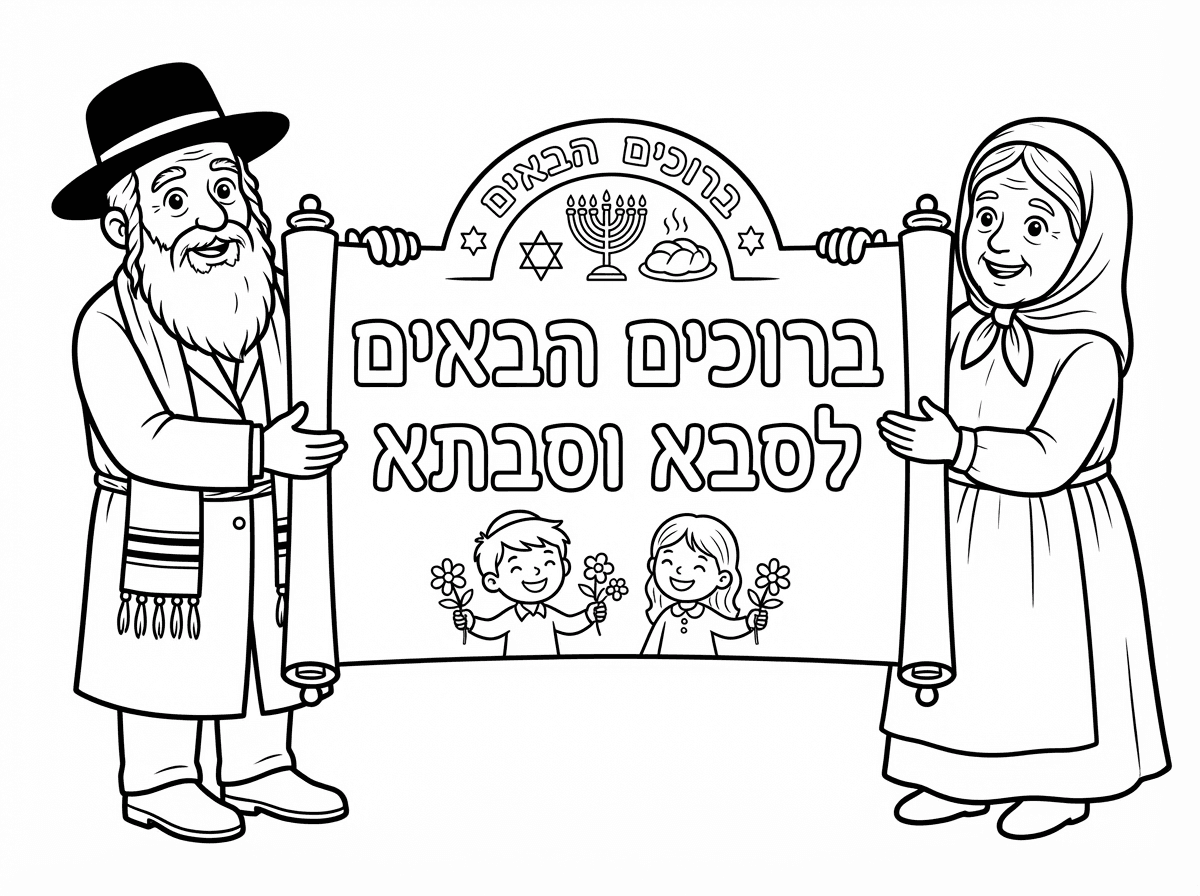 שלט חסידי שלט ברוכים הבאים לסבא וסבתא