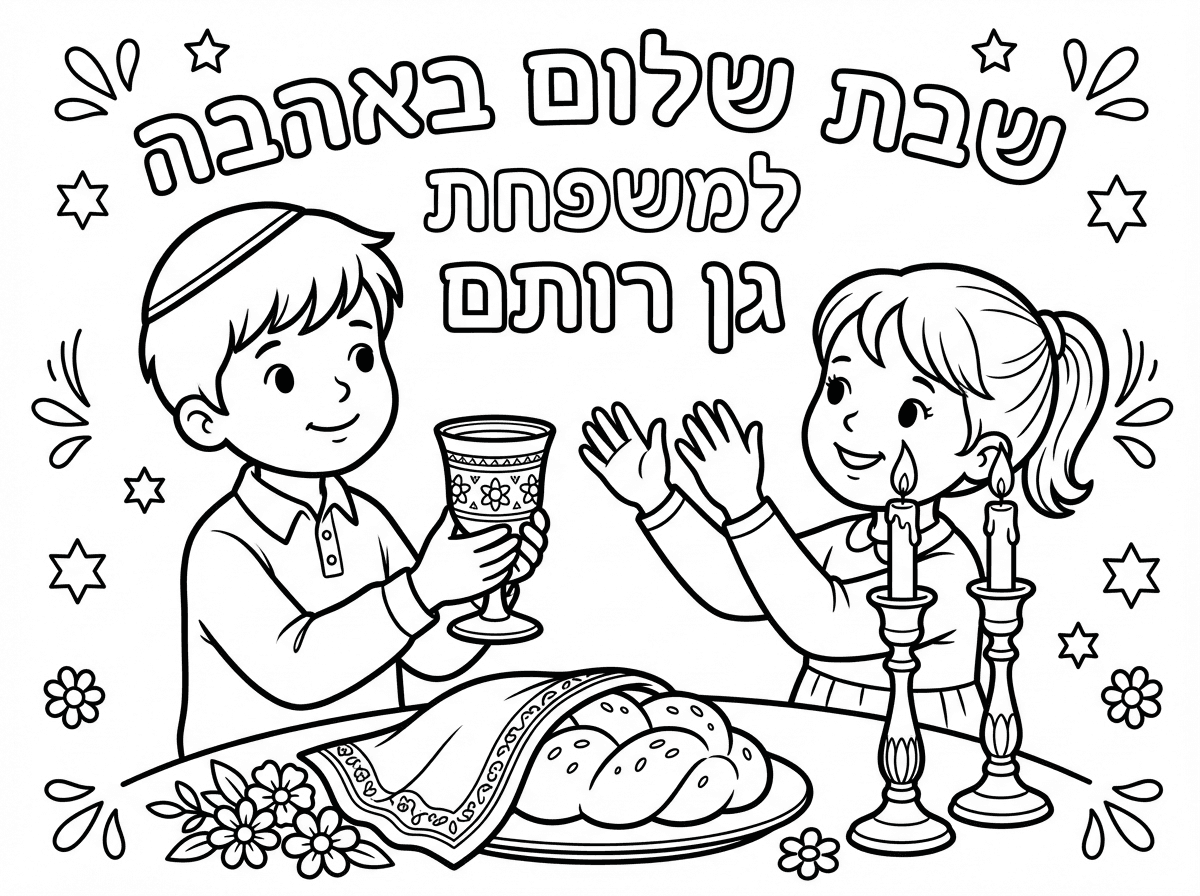 אפשר שהילד מחזיק את הגביע
והילדה מרימה ידיים להדליק נרות