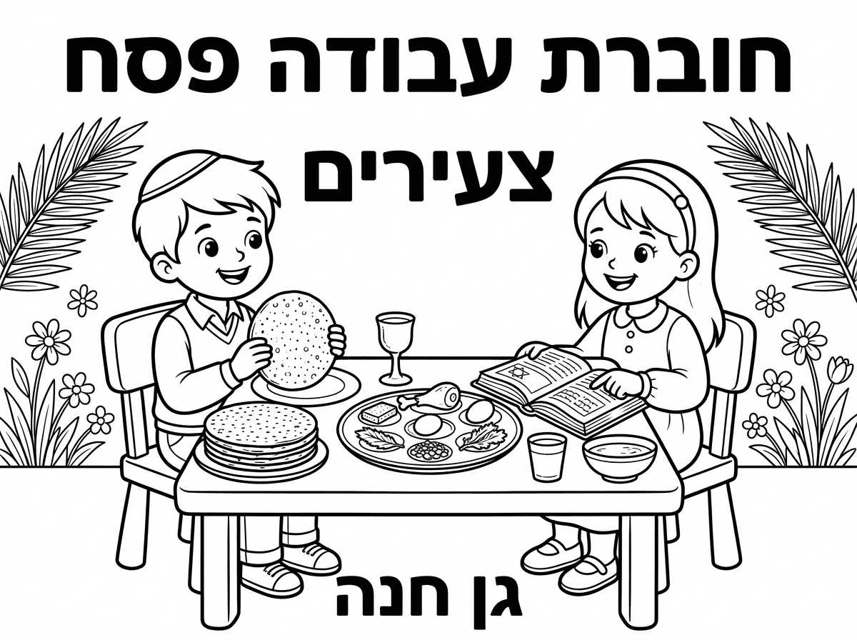 תודה! 
תוכל להחליף ילד אחד בבת? 
ולהוריד: גביע עם רגל, מצות מרובעות ואשכולות ענבים