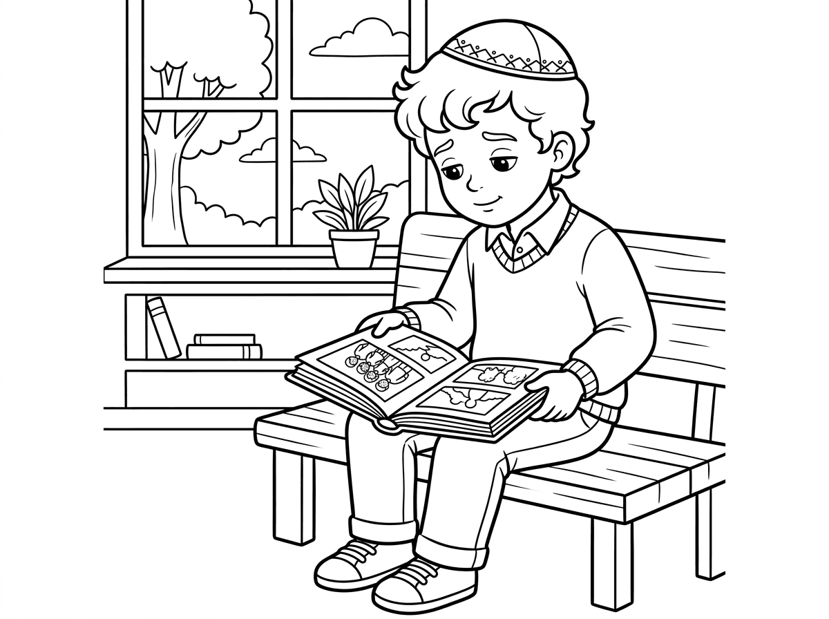 ילד צעיר עם כיפה מתגעגע
