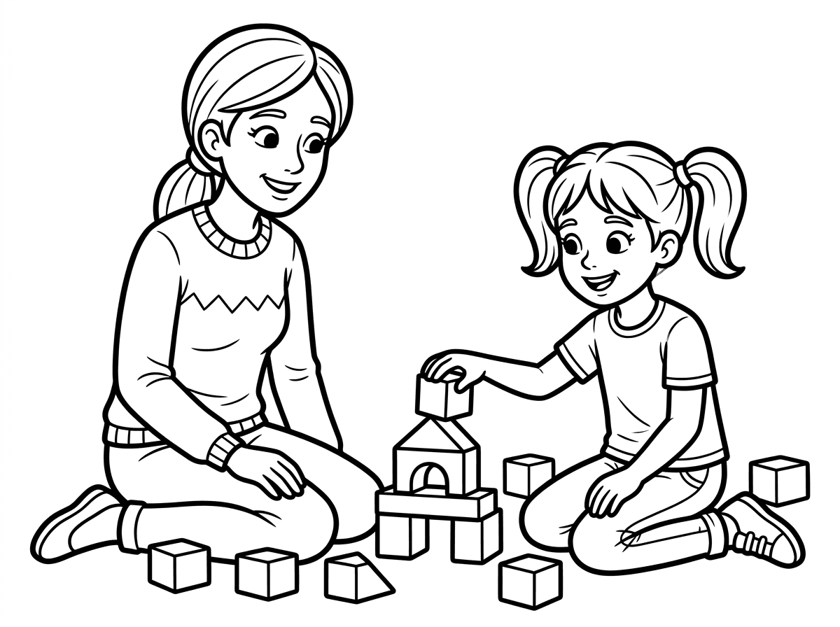 אמא וילדה בת 10 משחקות