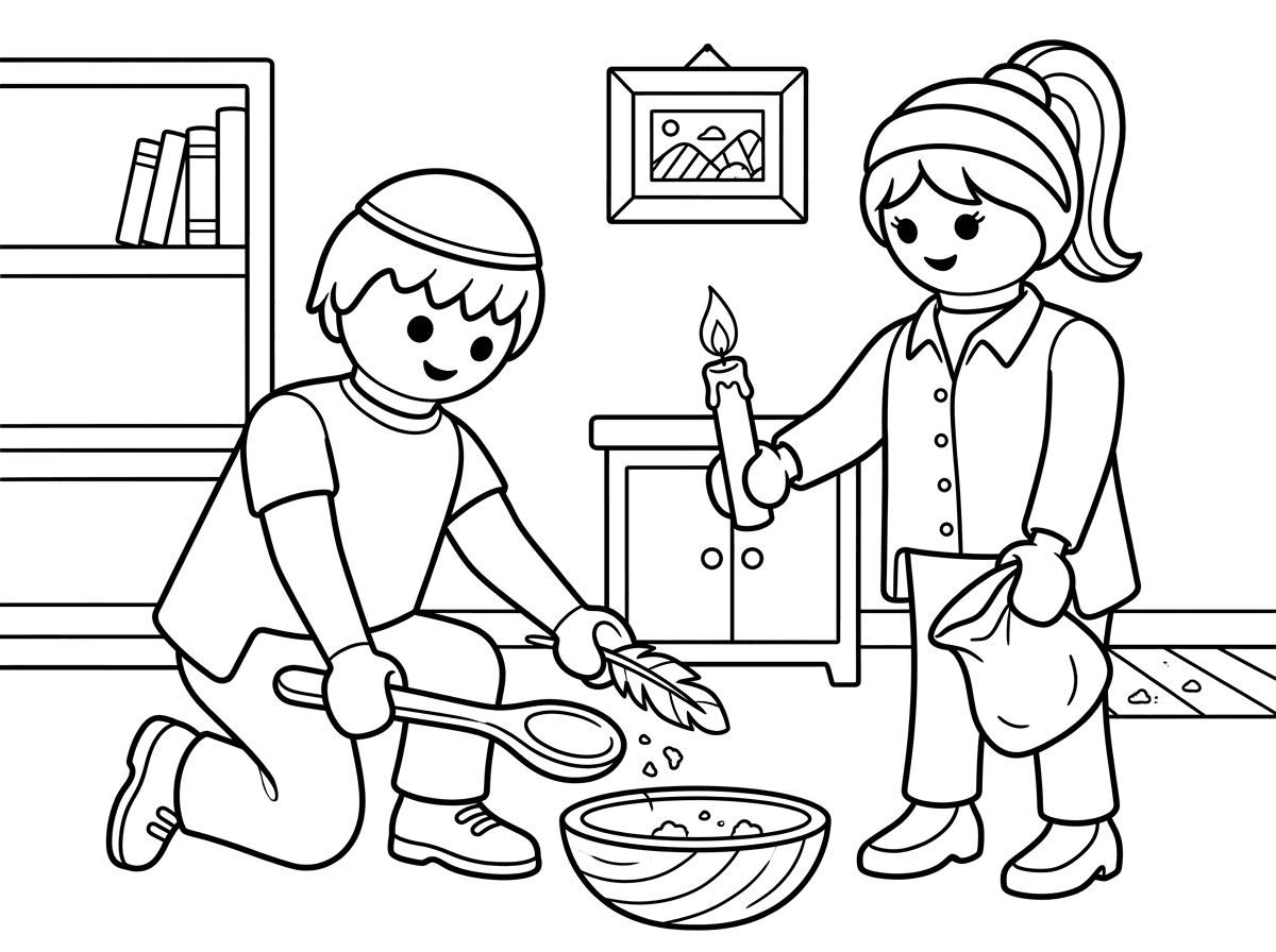 תעשה לי דף צביעה של אנשי פליימוביל בודקים חמץ