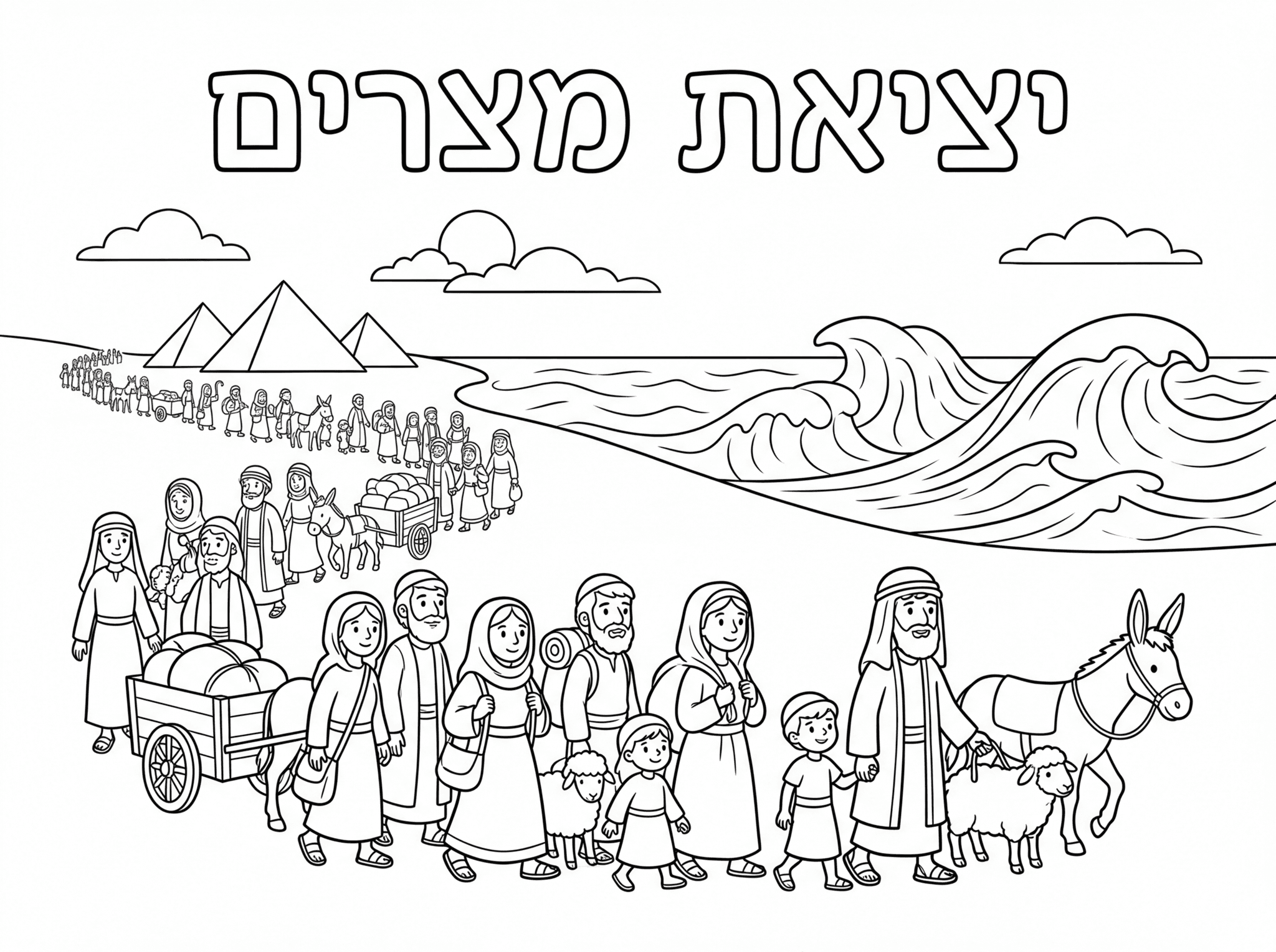 תיצור לי דף צביעה של יציאת מצרים ולמעלה יהיה כתוב "יציאת מצרים "