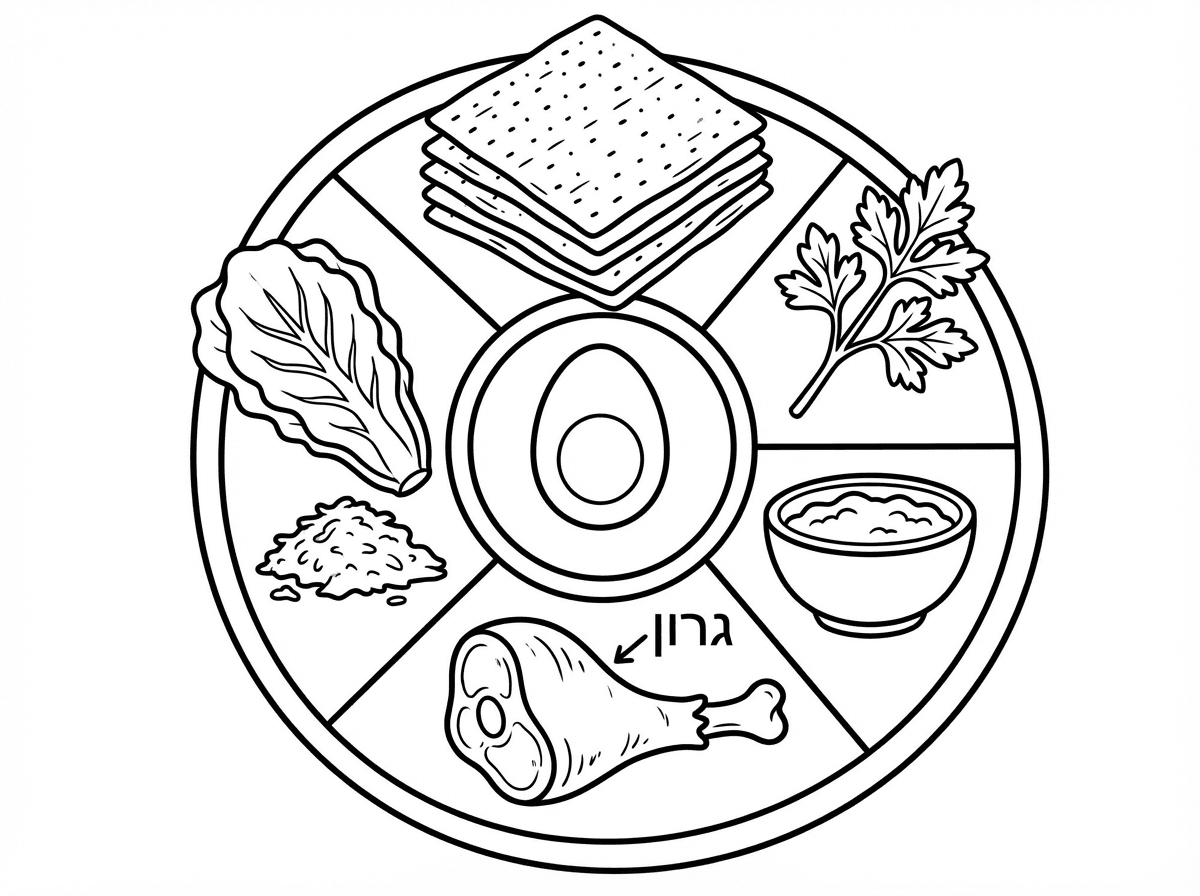 סימני חג הפסח...דף צביעה לפי חבד..
זרוע זה חתיכת גרון