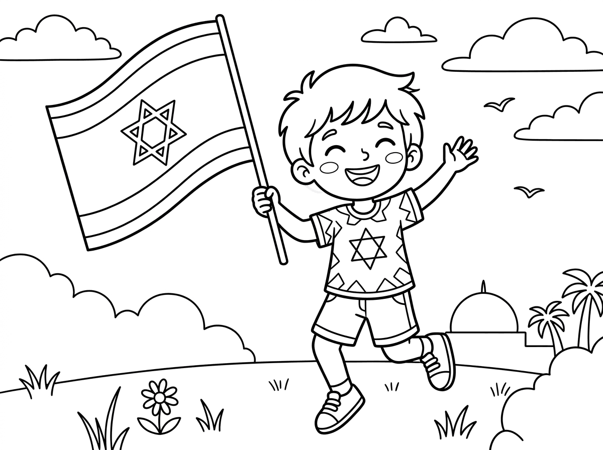 ילד ביום העצמאות עם דגל